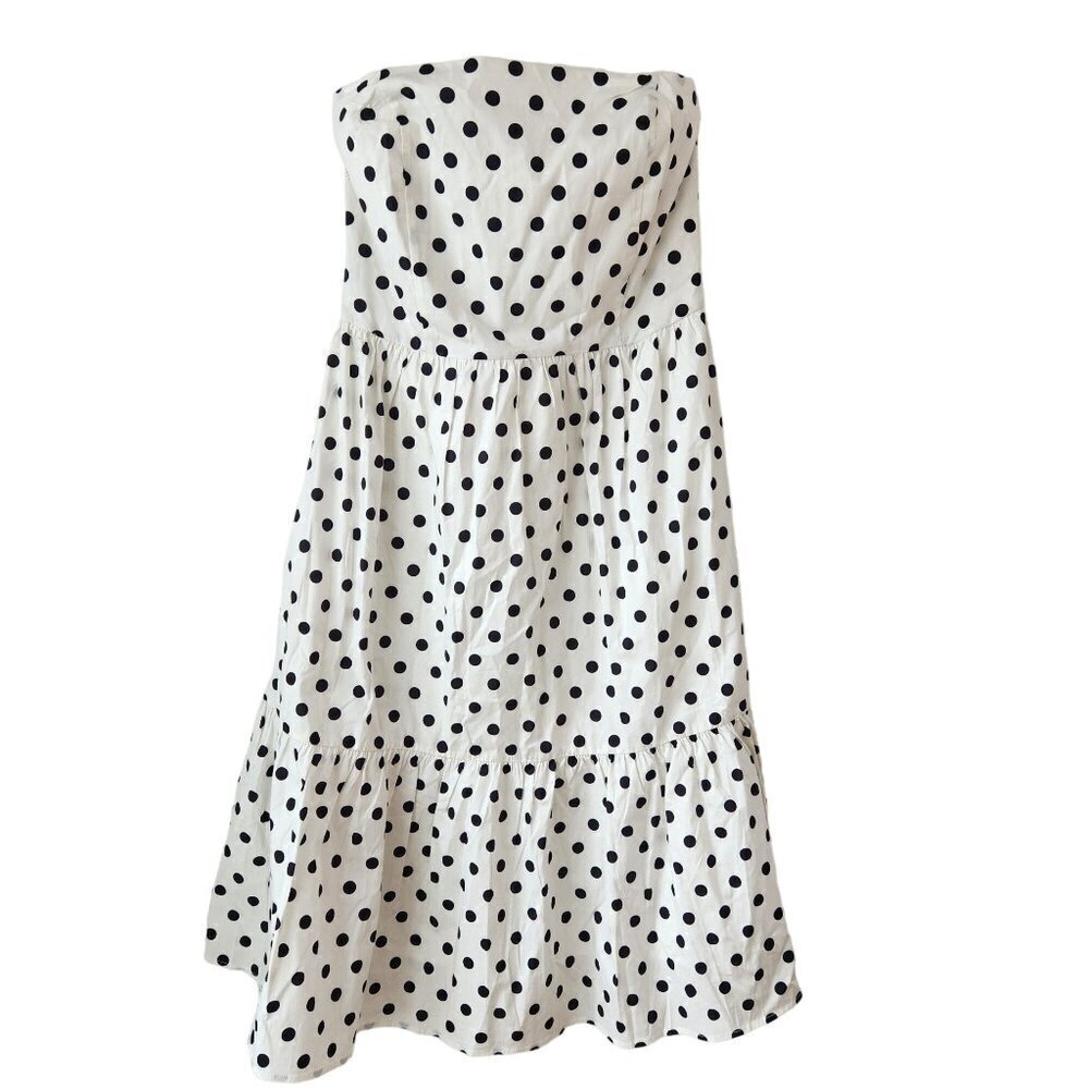 Boston Proper White Black Polka Dot Midi Dress Summer Preppy Women's 10